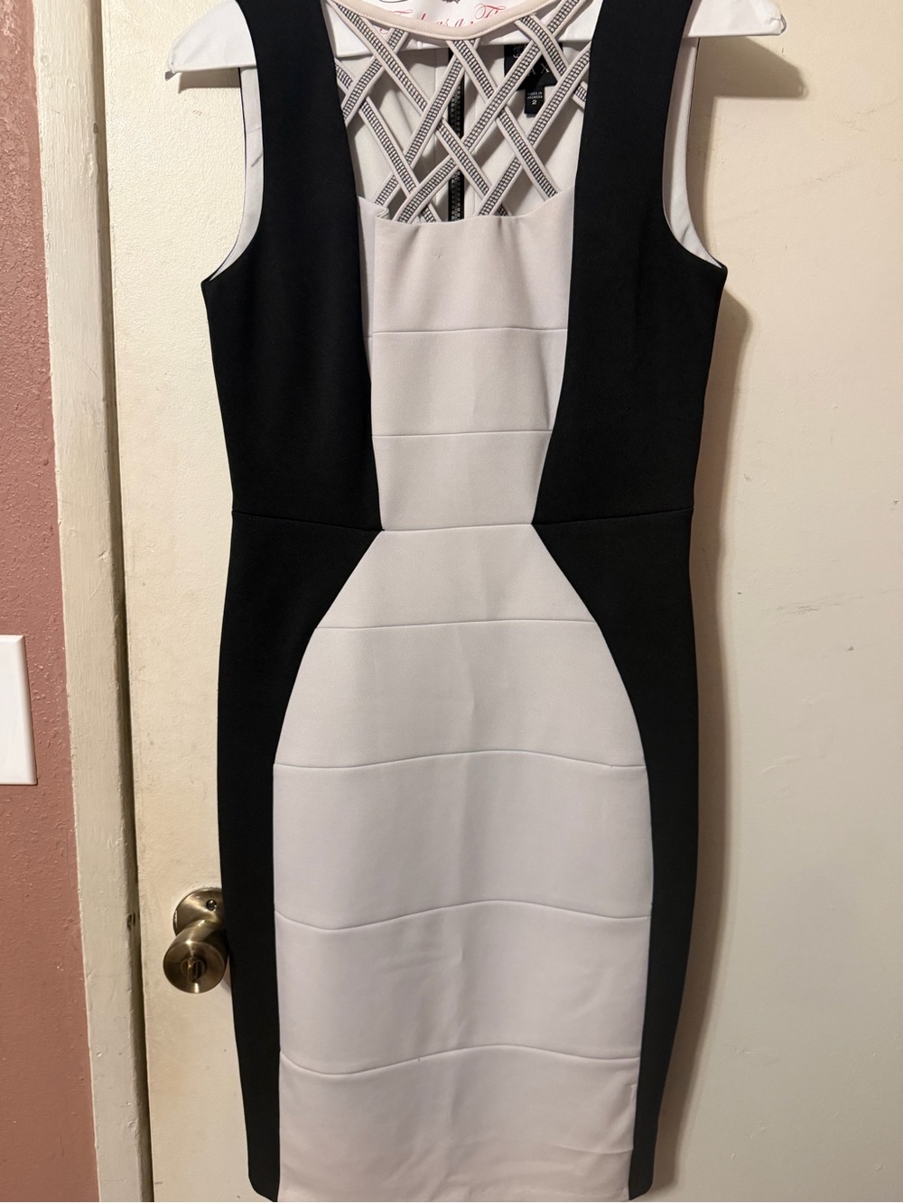 Jax Black and White Colorblock Sheath Dress
